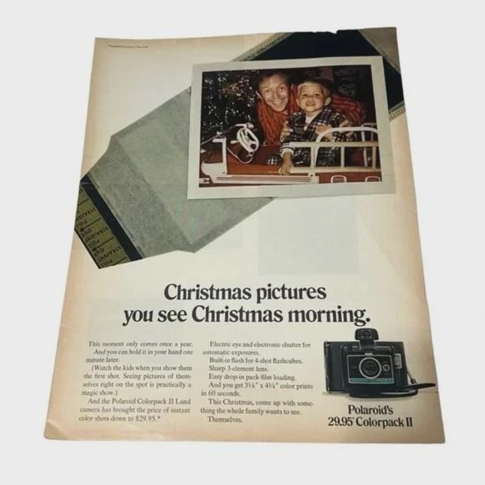 1970 Polaroid Colorpack II Christmas Pictures Original Vintage‎ Print Ad